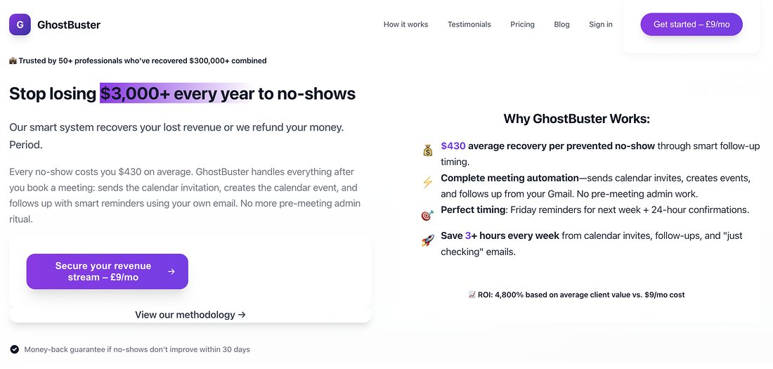 GhostBuster SaaS homepage designed by Slick Digital