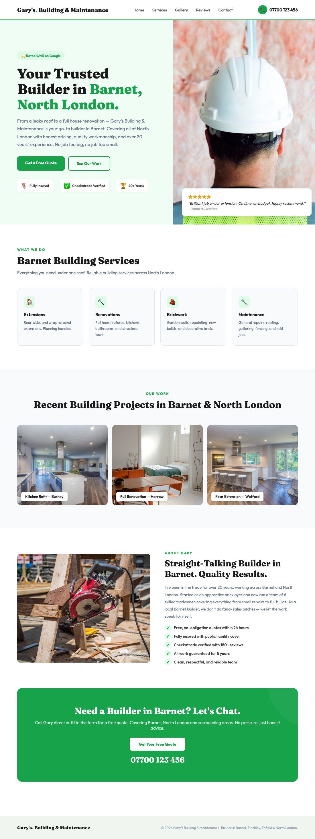 Garys Building and Maintenance website designed by Slick Digital