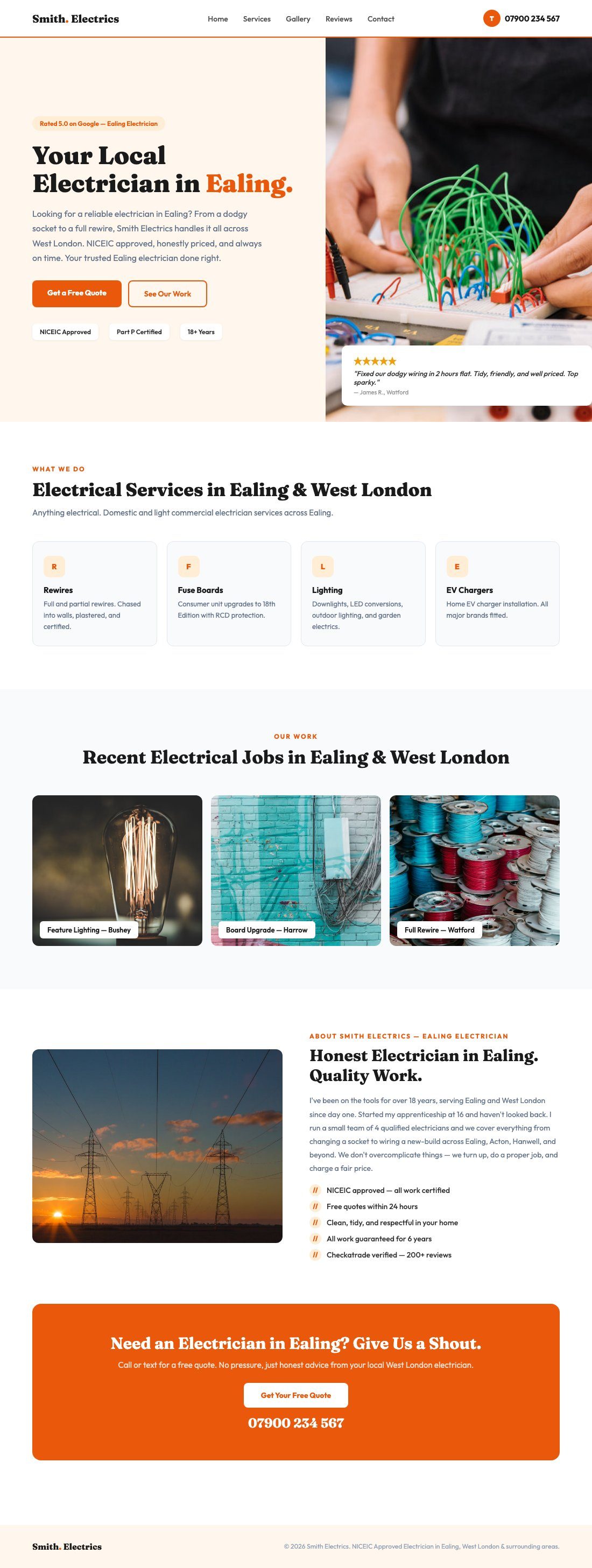 Smith Electrics website designed by Slick Digital